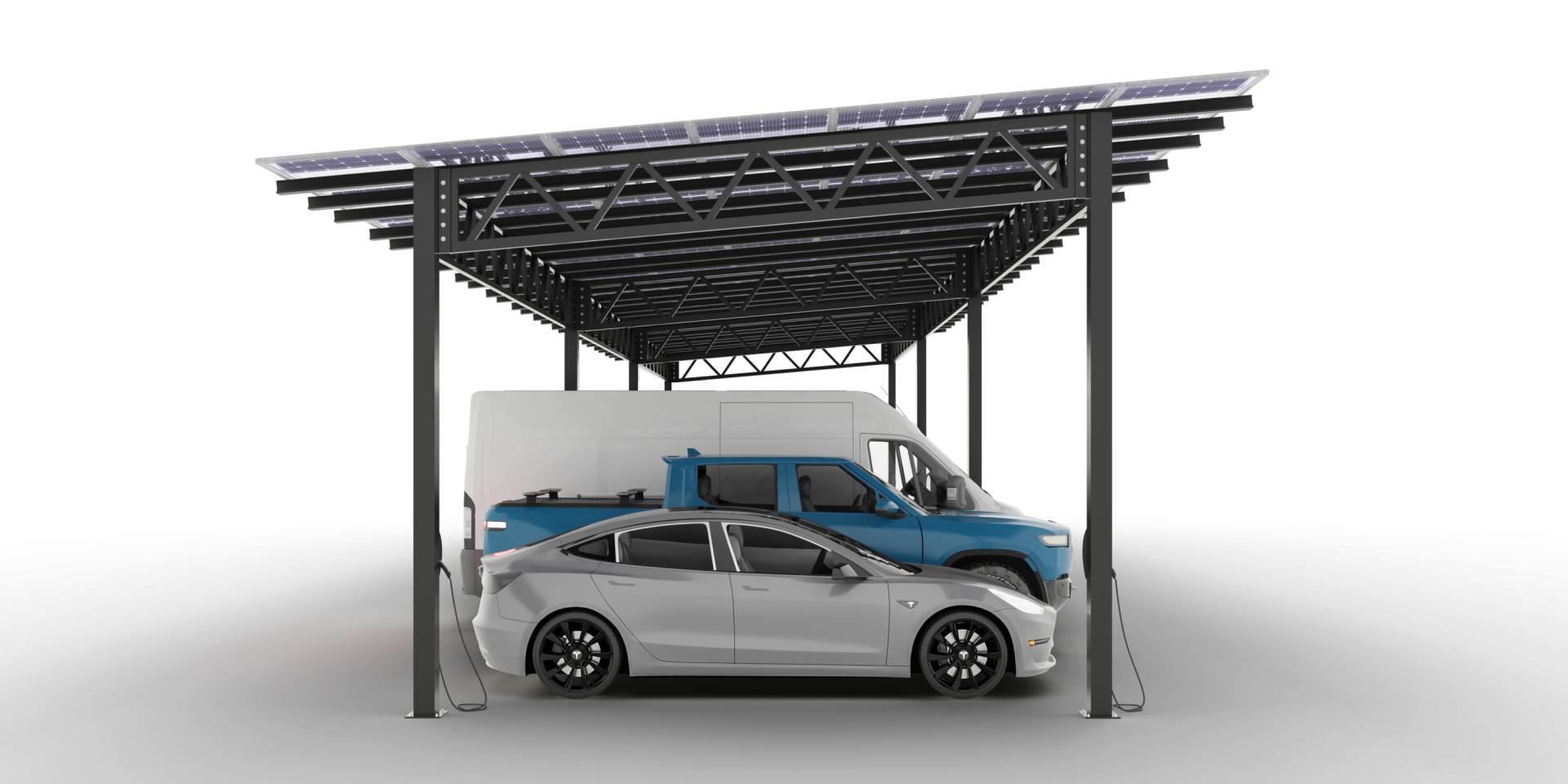 post-truss commercial carport rendering side